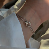 925 Silver Bracelet Double Ring Buckle for Women INS Style