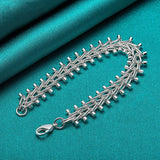 925 Silver Double Row Bead Chain Bracelet Wedding Jewelry