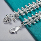 925 Silver Double Row Bead Chain Bracelet Wedding Jewelry
