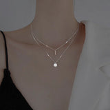 925 Silver Double-layer Diamond Pendant for Women