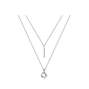 925 Silver Double-layer Diamond Pendant for Women