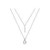 925 Silver Double-layer Diamond Pendant for Women