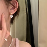 925 Silver Heart Earrings for Women - Frosting Temperament Banquet Jewelry Gift