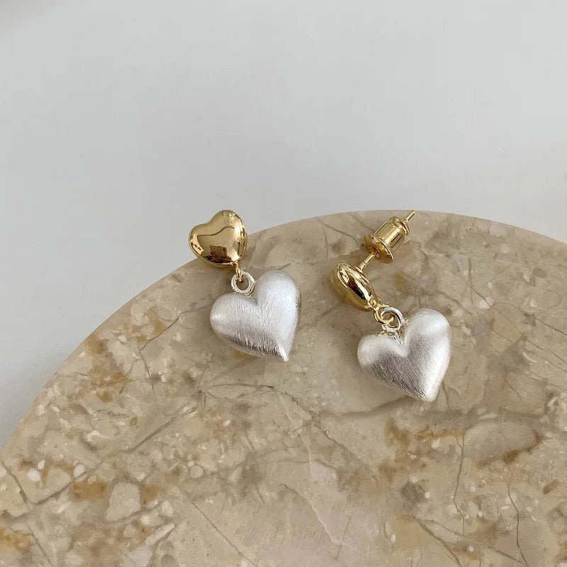925 Silver Heart Earrings for Women - Frosting Temperament Banquet Jewelry Gift