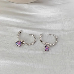 925 Silver Earring Purple Moonstone Weave Texture Gift