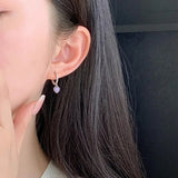 925 Silver Earring Purple Moonstone Weave Texture Gift