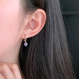 925 Silver Earring Purple Moonstone Weave Texture Gift