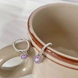 925 Silver Earring Purple Moonstone Weave Texture Gift