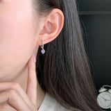 925 Silver Earring Purple Moonstone Weave Texture Gift