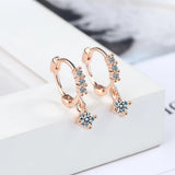 925 Silver Earrings Cubic Zirconia Four Claws Zircon Earrings For Women
