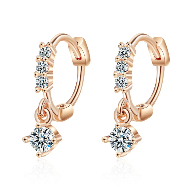 925 Silver Earrings Cubic Zirconia Four Claws Zircon Earrings For Women