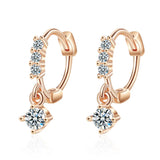 925 Silver Earrings Cubic Zirconia Four Claws Zircon Earrings For Women