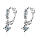 925 Silver Earrings Cubic Zirconia Four Claws Zircon Earrings For Women