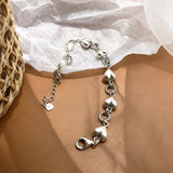 925 Silver Square Charms Bracelet for Women Thai Jewelry
