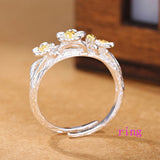 925 Silver Flower Cuff Bracelet Women Accessories