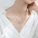 925 Silver Crystal Cat Pendant Necklace Chain Jewelry