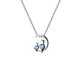 925 Silver Crystal Cat Pendant Necklace Chain Jewelry