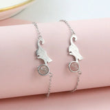 925 Silver Cat Bracelet with Strawberry Moonstone Crystal