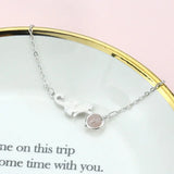 925 Silver Cat Bracelet with Strawberry Moonstone Crystal