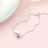 925 Silver Cat Bracelet with Strawberry Moonstone Crystal