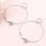 925 Silver Cat Bracelet with Strawberry Moonstone Crystal