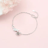 925 Silver Cat Bracelet with Strawberry Moonstone Crystal