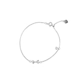 925 Sterling Silver Flash Diamond Bow Bracelet Women's Adjustable