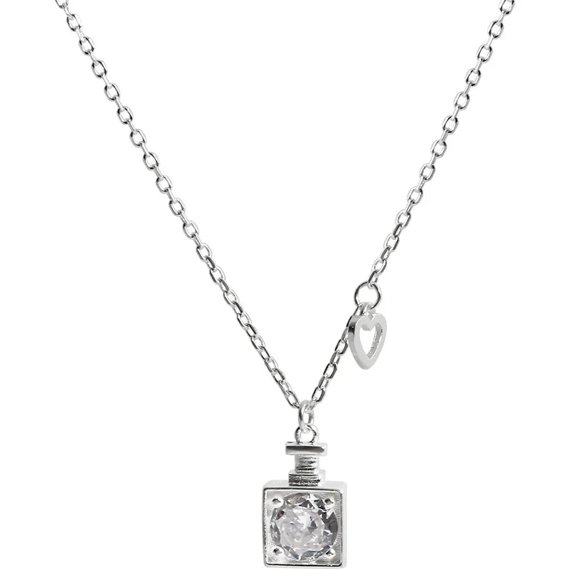 925 Sterling Silver Flash Diamond Lucky Bottle Necklace