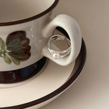 925 Silver Flower Drip Glaze Ring Zircon Jewelry Gift