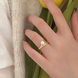 925 Silver Flower Drip Glaze Ring Zircon Jewelry Gift