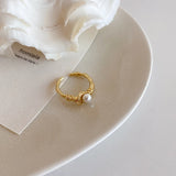 925 Silver Pearl Plated Opening Ring Fine Jewelry