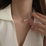 925 Silver 4-Pearl Necklace Women's Clavicle Chain Accessory