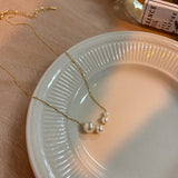 925 Silver 4-Pearl Necklace Women's Clavicle Chain Accessory