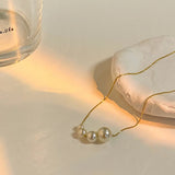 925 Silver 4-Pearl Necklace Women's Clavicle Chain Accessory