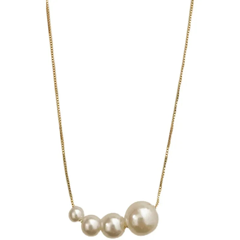 925 Silver 4-Pearl Necklace Women's Clavicle Chain Accessory