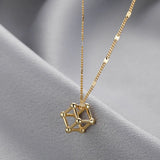 925 Silver Cube Necklace Women Golden Square Pendant Chain Wedding