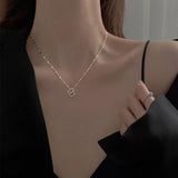 925 Silver Cube Necklace Women Golden Square Pendant Chain Wedding
