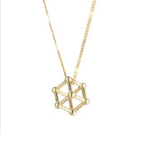 925 Silver Cube Necklace Women Golden Square Pendant Chain Wedding