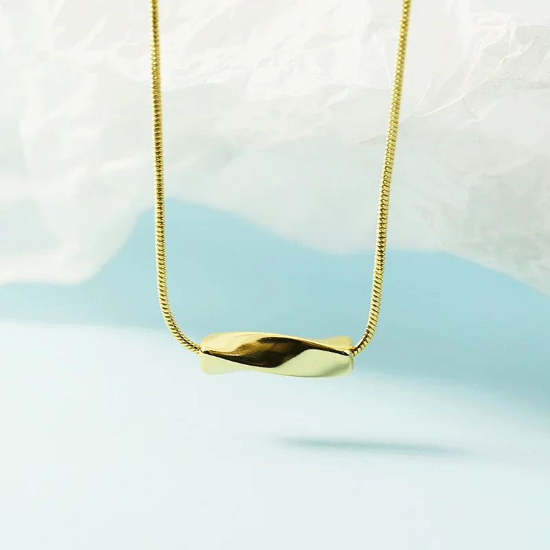 925 Silver Geometric Twisted Chain Necklace Women's All-match High