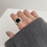 925 Silver Geometric Square Retro Index Finger Ring