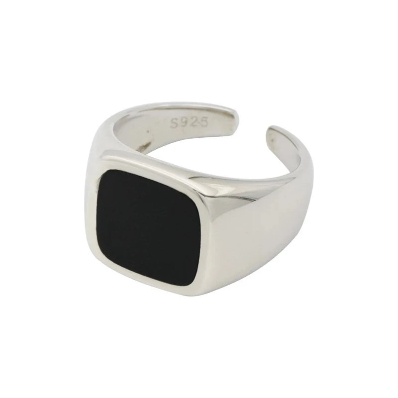 925 Silver Geometric Square Retro Index Finger Ring