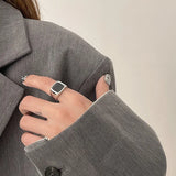 925 Silver Geometric Square Retro Index Finger Ring