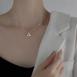 925 Silver Triangle Pendant Necklace Women Party Jewelry