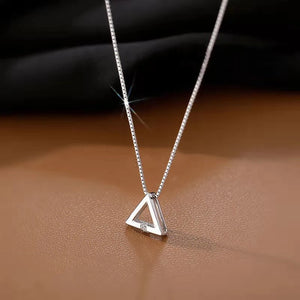 925 Silver Triangle Pendant Necklace Women Party Jewelry