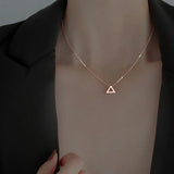 925 Silver Triangle Pendant Necklace Women Party Jewelry