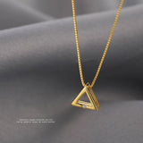 925 Silver Triangle Pendant Necklace Women Party Jewelry
