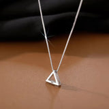 925 Silver Triangle Pendant Necklace Women Party Jewelry