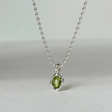 925 Silver Green Crystal Necklace for Women Girl, Water Drop Jewelry Gift