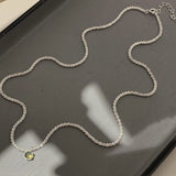 925 Silver Green-Diamond Gypsophila Necklace Women Temperament Clavicle Chain