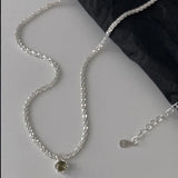 925 Silver Green-Diamond Gypsophila Necklace Women Temperament Clavicle Chain